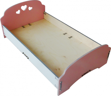 Кроватка для кукол деревянная розовая 