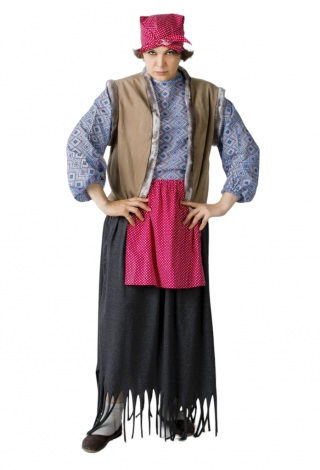 Баба Яга взрослая (юбка, рубашка, жилет, платок на голову)